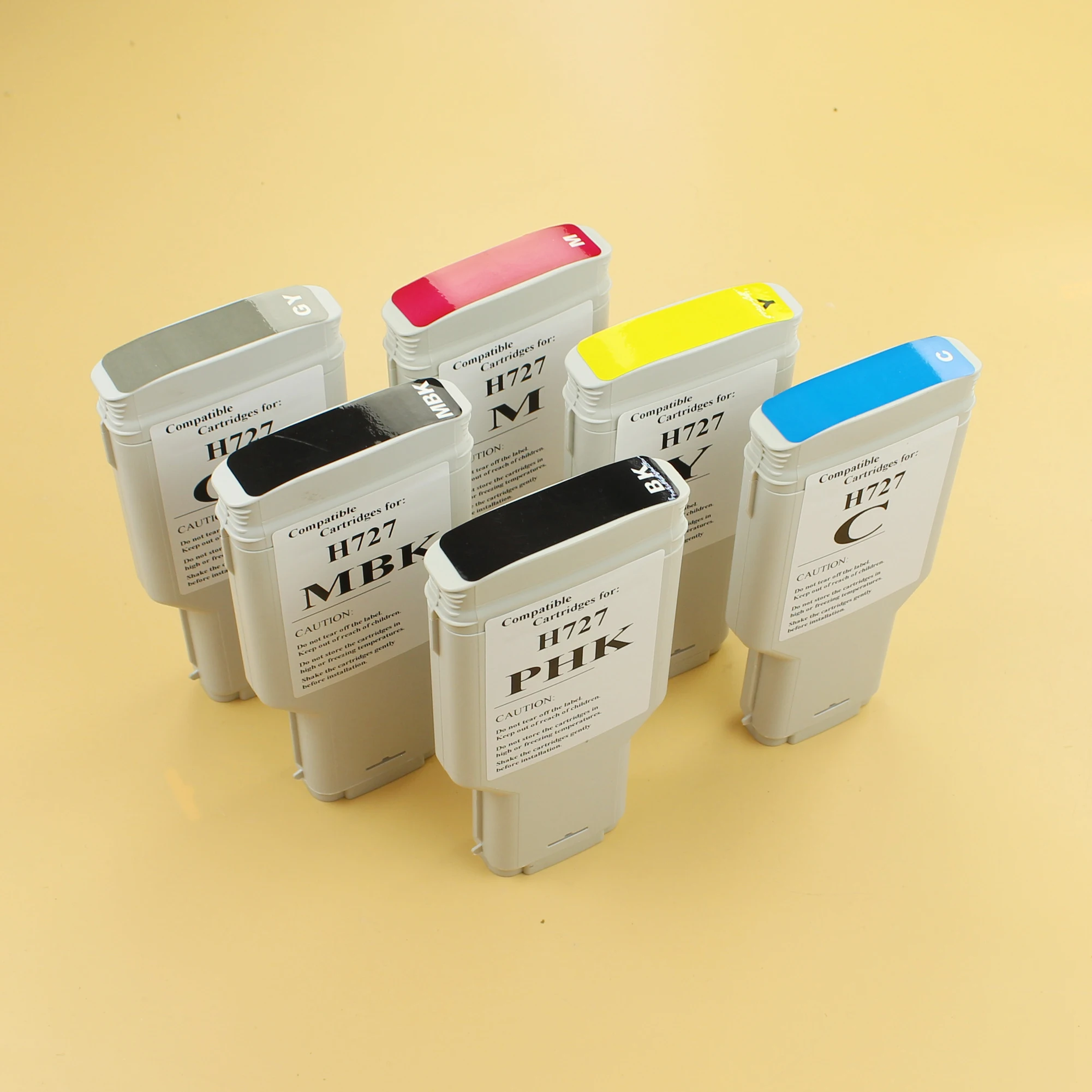 Empty For HP 727 compatible ink Cartridge with chip For HP Designjet T920 T930 T1500 T1530 T2500 T2530 BK C M Y MBK GY 300ml/pcs