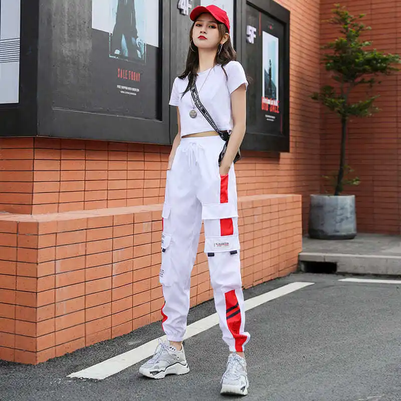 Women\'s Joggers Casual Sports Girls Fashion Hip-hop Streetwear Pants Fashion Cargo Pants Female Dance Sweatpants Trousers Black