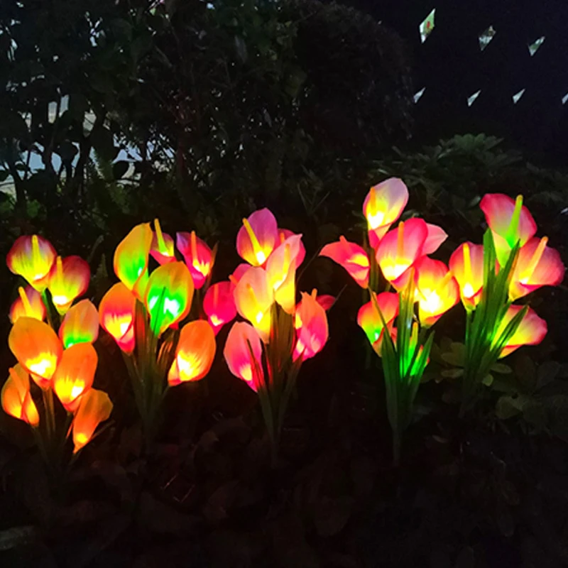 1/3/5PCS Calla Lily Luce notturna LED Luce solare Cortile esterno Decorazione del giardino Lampada ad energia solare Lampada da giardino per esterni