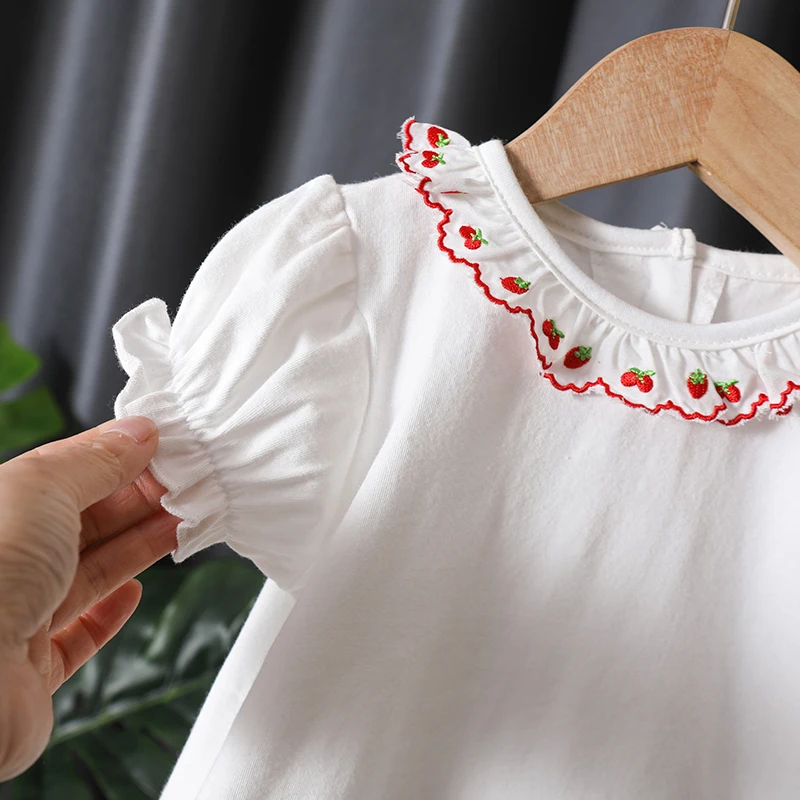 Lovely Baby Girls T-Shirts Summer Short Sleeve Round Neck Cotton Shirt Kids Toddler Casual Tees Children Clothes Tops