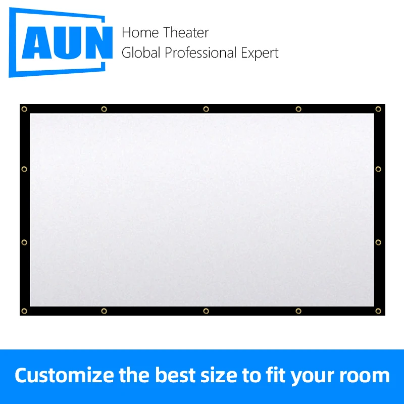 AUN 180 inch Projector Screen Upgrade Thicker Video Game Projector Screen Customize best size fit Room for 1080P 4K Home Theater