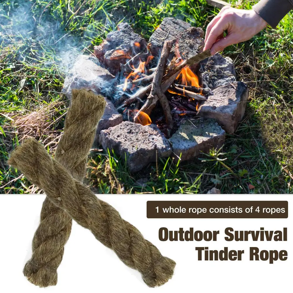 5PCS Tinder Rope Survival Fire Starter Waterproof Wax Rope For Hiking