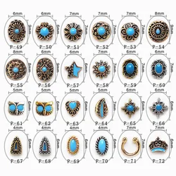 50pcs Bohemia Retro turquoise totem flower 3D Alloy Nail Art Rhinestone metal nails accessories nail art decoration DIY charms
