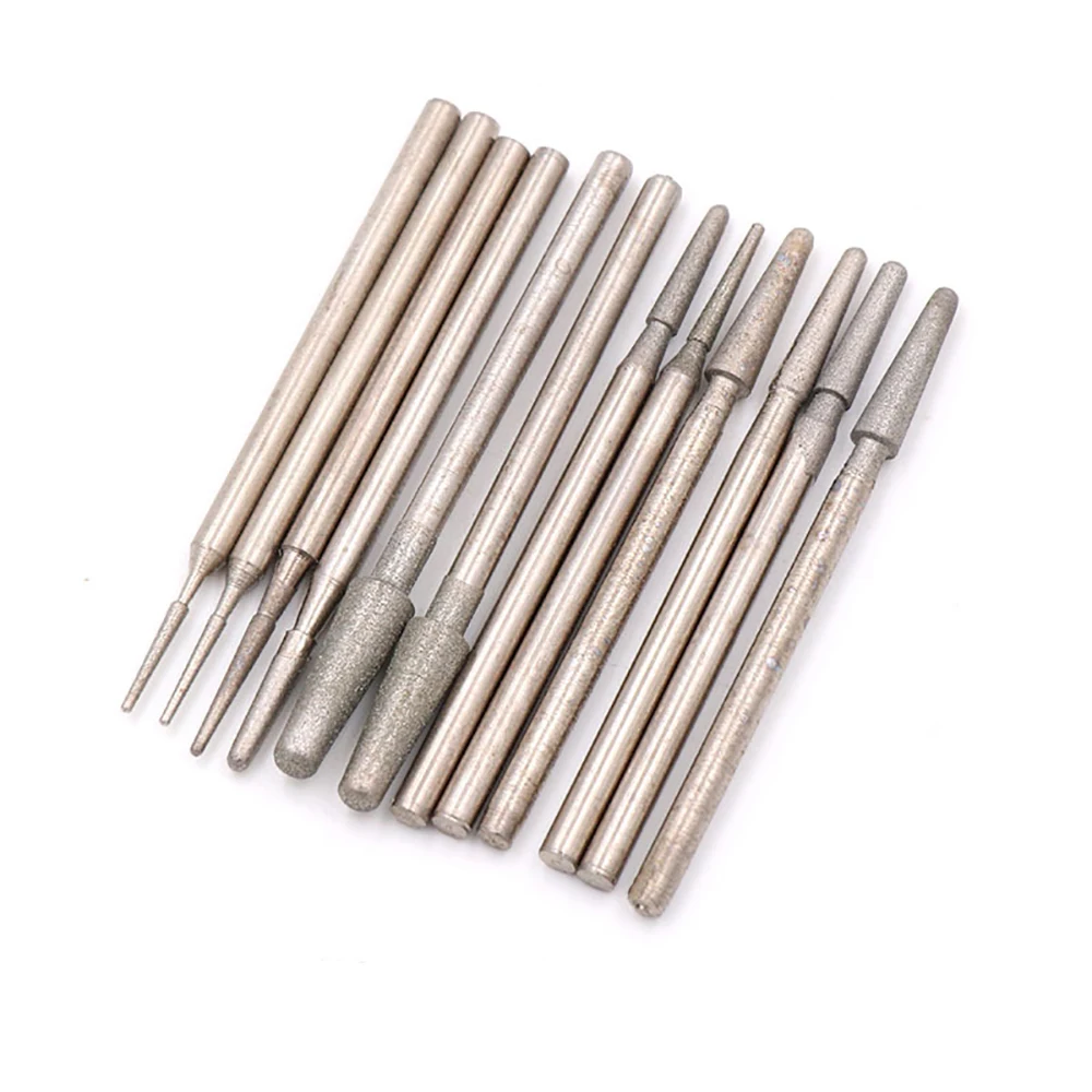 1-3Mm Diamond Burr บดแกะสลัก Bits 2.35Mm Shank เครื่องมือโรตารี่600กรวด