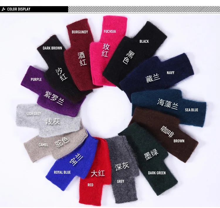 Nerz Kaschmir Herbst Winter Frauen Handschuhe Fingerlose Warme Waschbär Wolle Handschuh Handgelenk Länge Daumen Loch Handschuhe Koreanische Weibliche Schöne – Detail 15