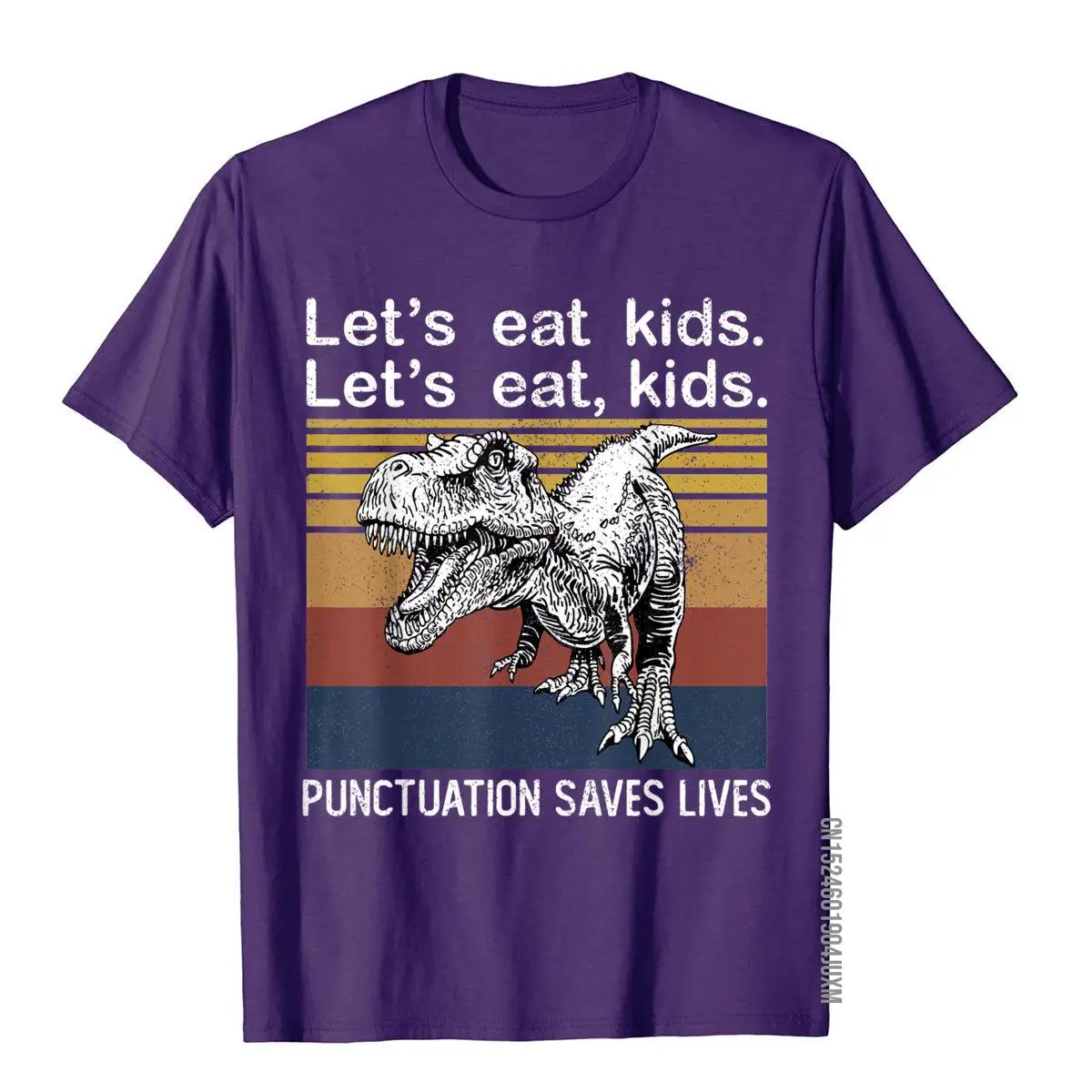 Let's Eat Kids Punctuation Saves Lives Funny Grammar T-Rex T-Shirt Fashionable 3D Style T Shirts Cotton Men Tees Fitness