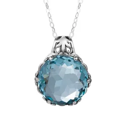 Szjinao Vintage Aquamarine Necklace Pendant Stone Solid 925 Sterling Silver Gemstone Birthstone Pendants For Women Jewelry Gifts