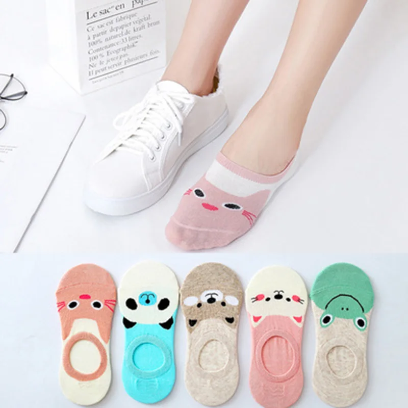 

Summer 5 Pairs Cute Kawaii Women Socks Set Cartoon Print Animal Panda Cat Pattern Beauty Lolita Cotton Socks Girls Autumn Socks