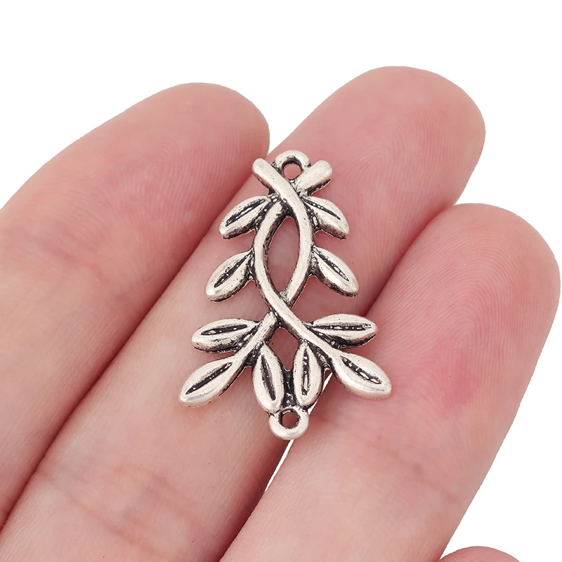 

10 x Tibetan Silver Branchs Leaves Connectors Charms Pendants for DIY Jewelry Making Findings Accessories 28x19mm