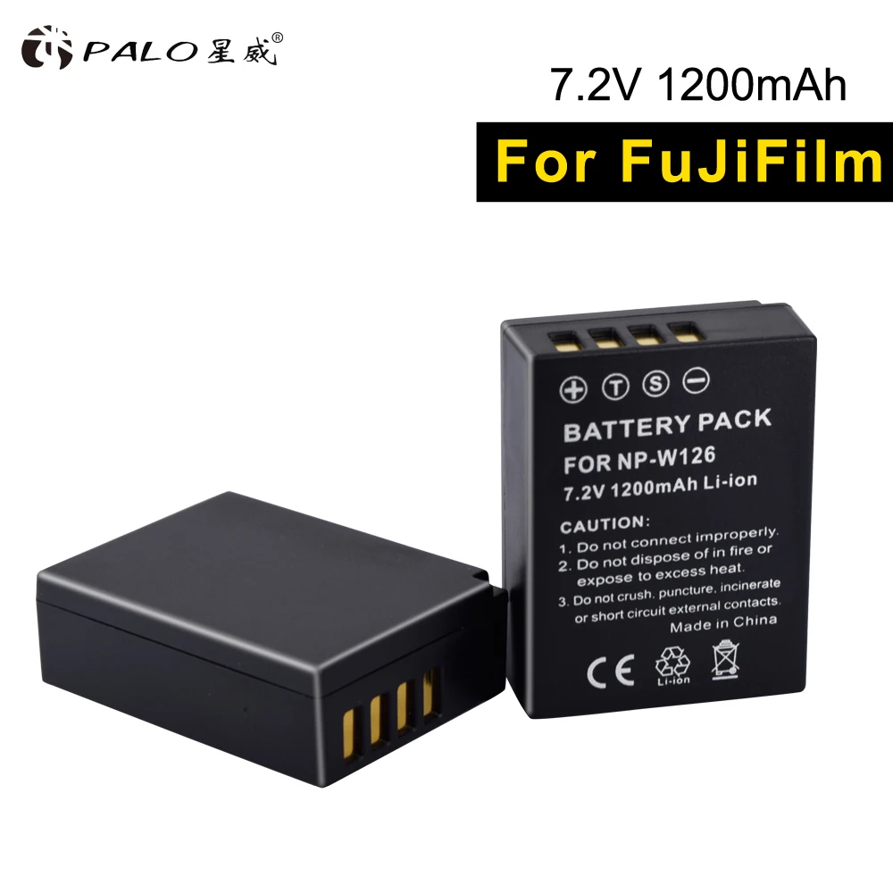 

PALO 2pcs NP-W126 7.2v 1200mAh camera battery for FUJL FUJI X-E3/2/1 Pro1/2 X-E2S/100F/M1/A1/2/10 X-T1/2/10/20 HS50/33/35/30EXR