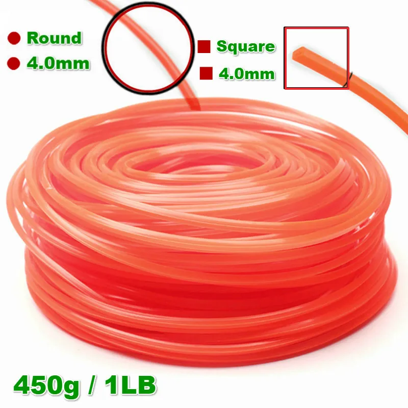 New Grass Trimmer Line 4.0mm*1LB/450g Strimmer Brushcutter Nylon Round/Square Roll Rope for Power Weed Cutting Replacement