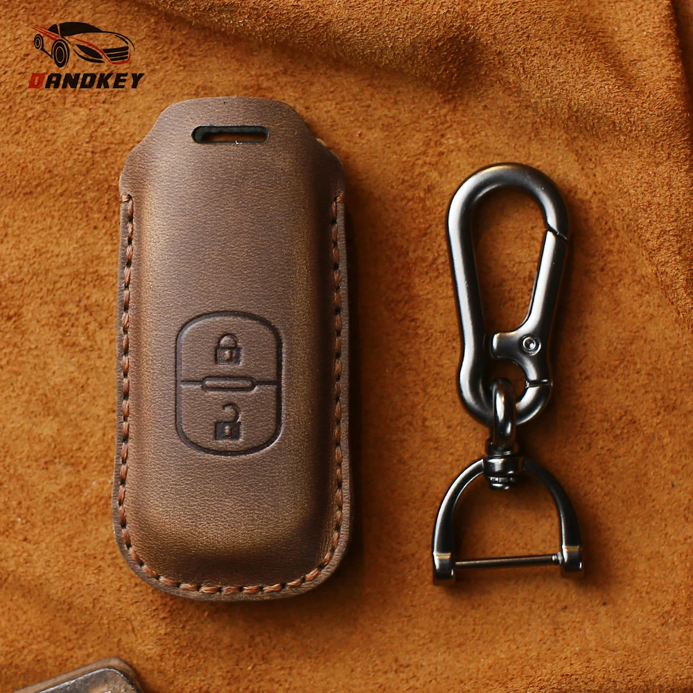 Dandkey Genuine Leather Remote Car Key Case Cover For Mazda 2 3 5 6 8 CX5 CX7 CX9 GT M3 M5 M6 M8 Atenza Axela Key Shell Skin Bag