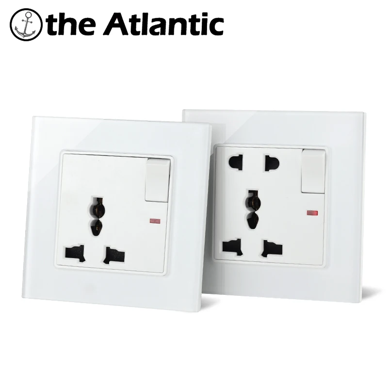 White Glass 13A Plug Universal Power Socket With USB 2 3 Pin 5 Hole Wall Outlet Double Socket With switch Ireland Malta