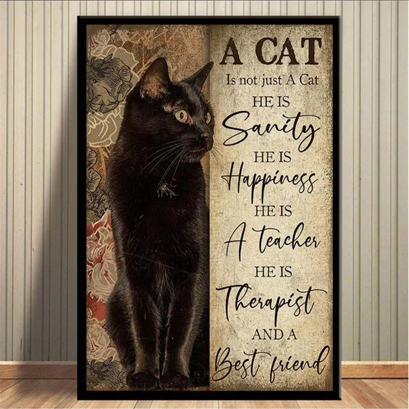 A Cat Is Not Just A Cat Poster Vintage Black Cat Canvas Paintings, Murals, Posters and Prints, Living Room Home Decoration