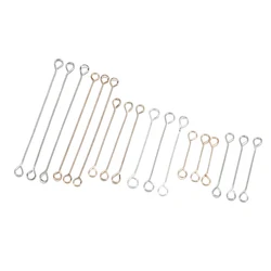 50pcs 15-40 mm Metal Steel Double Eye Pin Earrings Charm Connector Rod For DIY Jewelry Making Earrings Connector Pins Supplies
