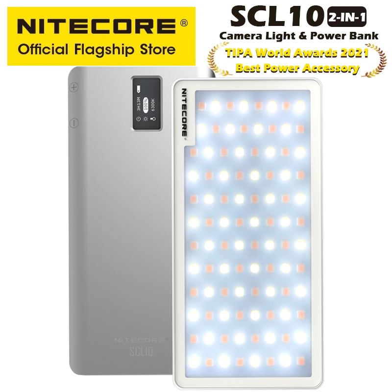 

NITECORE SCL10 2-in-1 Smart Camera Light Studio Vlog LED Fill Light 2500K-6300K Live Video Streaming Lamp,as 10000mAh Power Bank