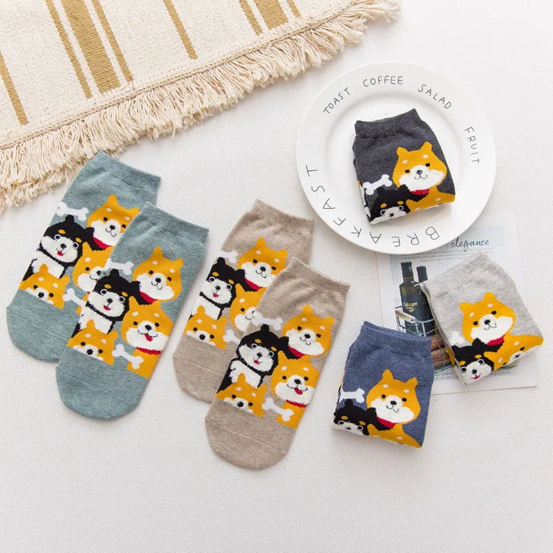 

5 Pairs High Quality Women Lovely Cartoon Socks Spring Autumn Funny Animal Socks Fashion Ladies Girls Cute Cotton Dog Ankle Sock