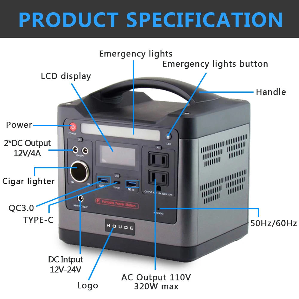 

Emergency Tools Portable Power Station 96000mAh Solar Generator Ups Bank Charging Pure Sine Wave Supply