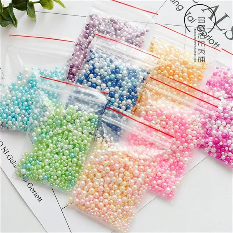 2/3/4/5mm Multi Size Option Random Mix Color Round without Holes Grament Bead for Jewelry Cloth Accessories Crafts 10g