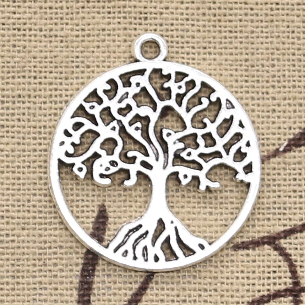 8pcs Charms World Life Tree 29x26mm Antique Silver Color Plated Pendants Making DIY Handmade Tibetan Finding Jewelry