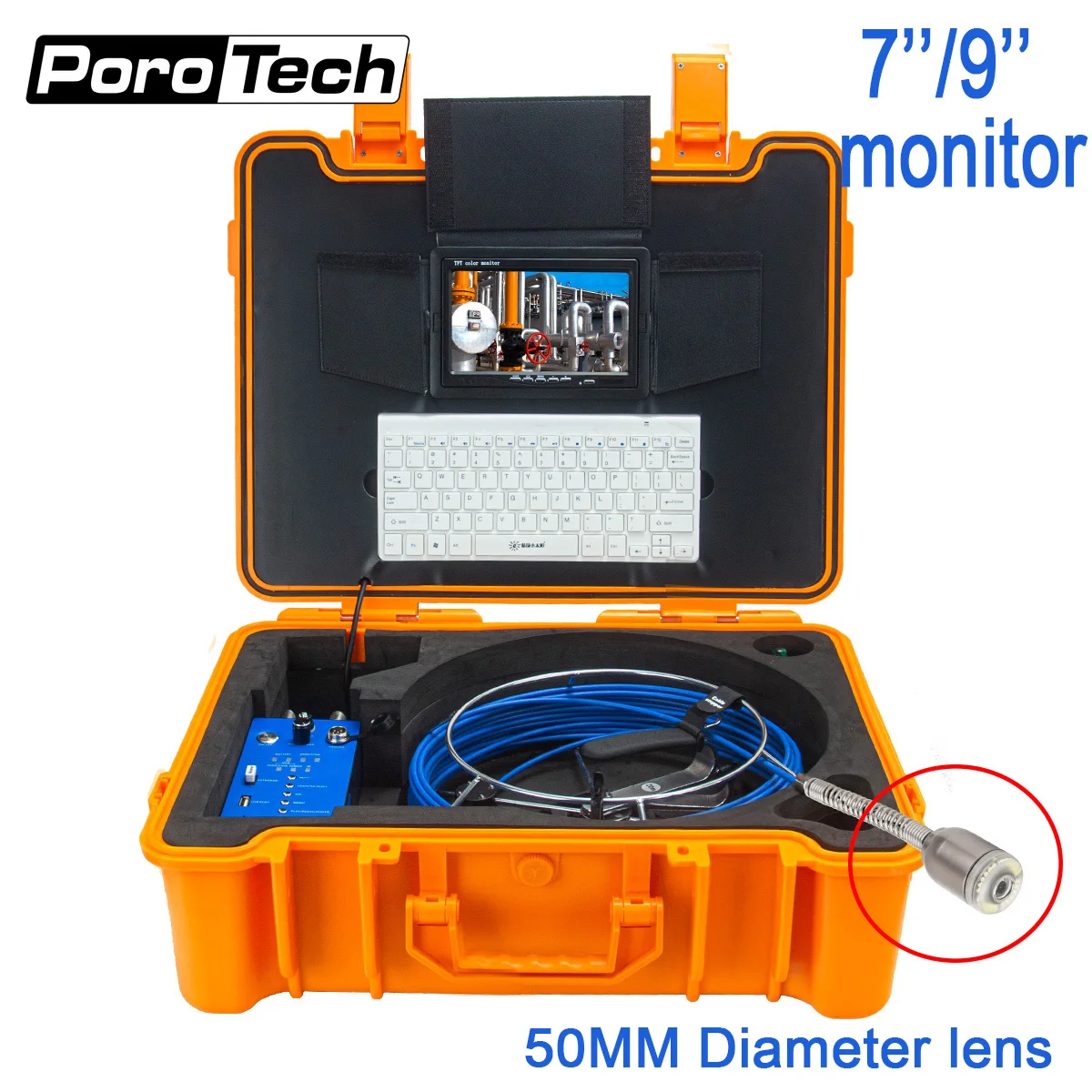 

50mm Camera Head Pipeline Inspection System H1A Endoscope Camera Self Leveling Keyboard Type Borescope Video Recording Cam