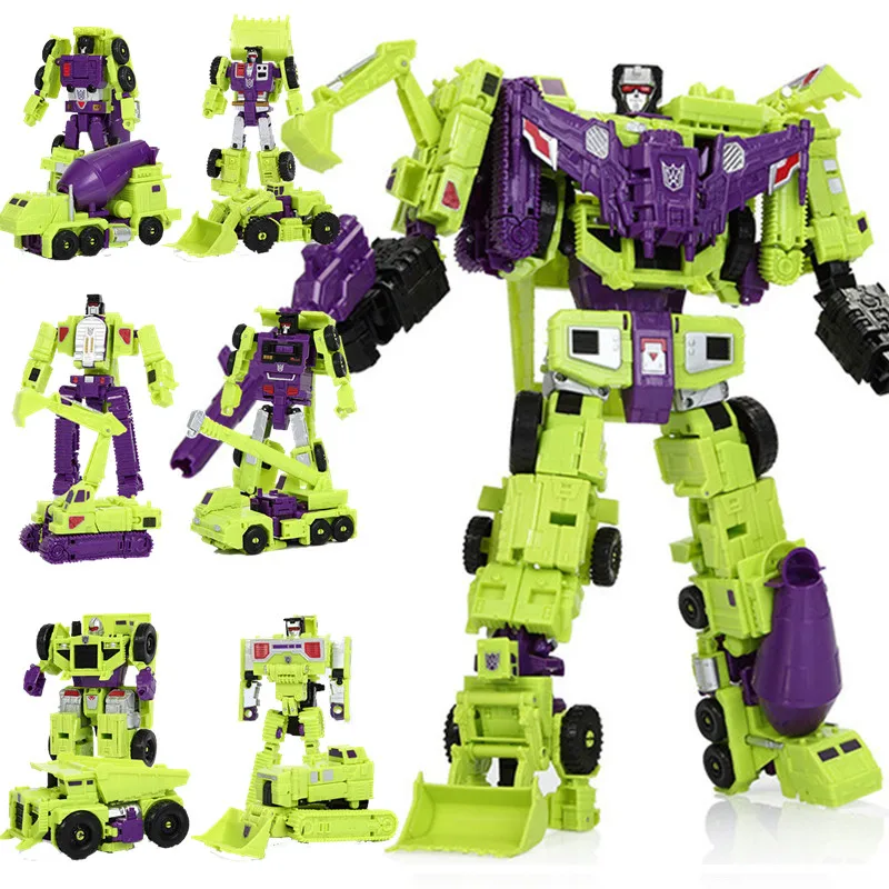 Haizhixing New 6 in 1 Set Transformation Anime Devastator Movie Toy 30CM COOL KO G1 Robot Action Figure Aircraft Model Kids Boy