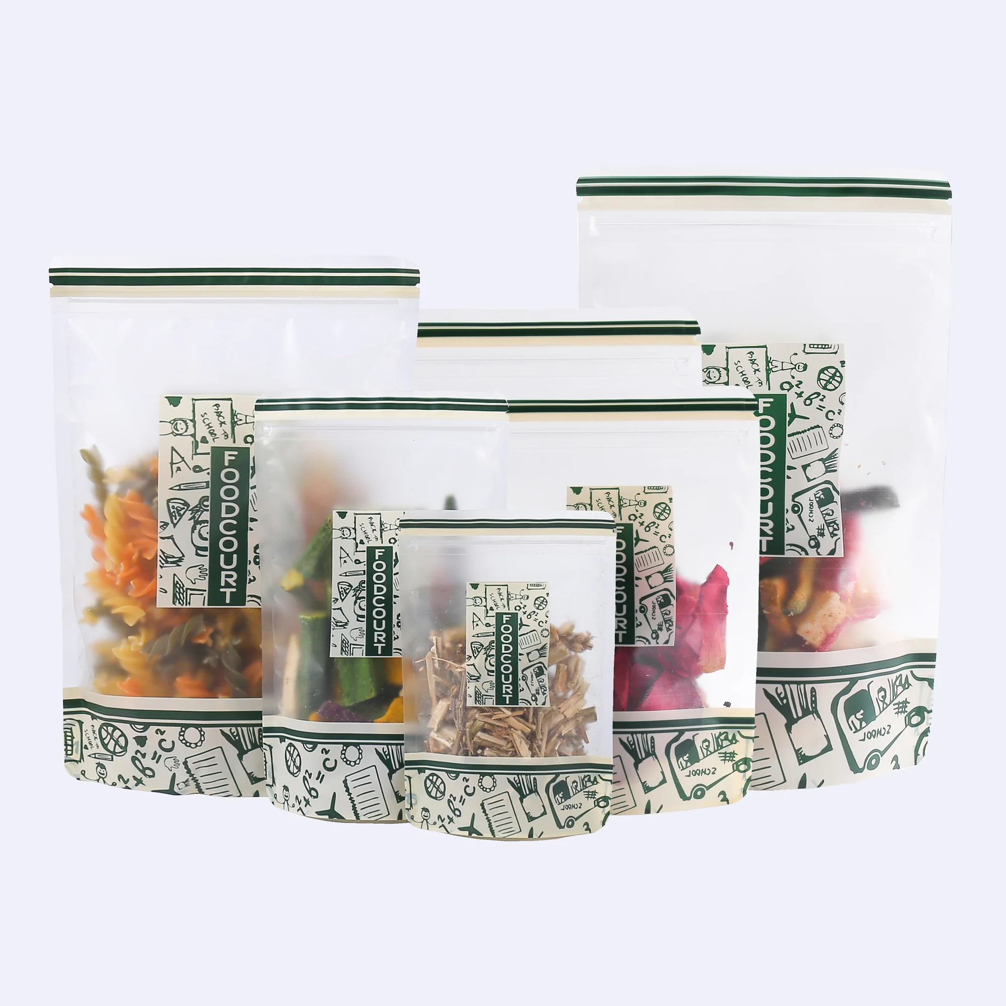 

Stand Up Clear Frosted White Mylar Pouches, Reusable Household Smell Proof Plastic Bags, Multi Sizes Snack Ziplock Organizer Bag