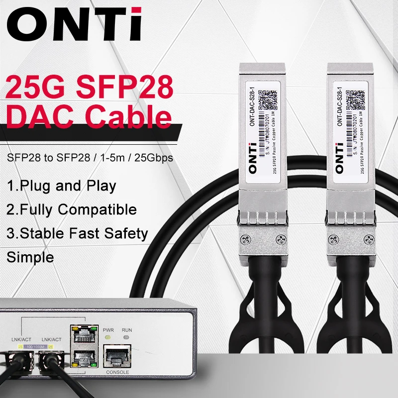 ONTi-Passive Direct Attach Copper Twinax Cable,25GB, SFP28 DAC, 25 GBASE-CU, 1M,2M, 3M,5M, Support Cisco, Ubiquiti,