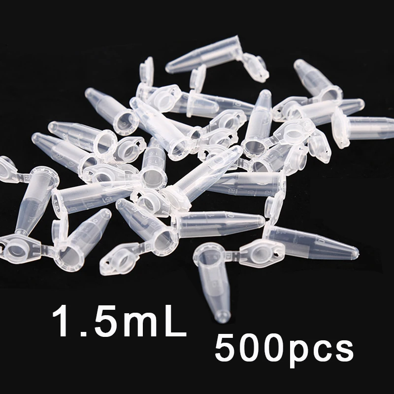 

500PCS 1.5ml PP Plastic Test Tube Centrifuge Vial Snap Cap 42x11mm Transparent For Lab Experiment