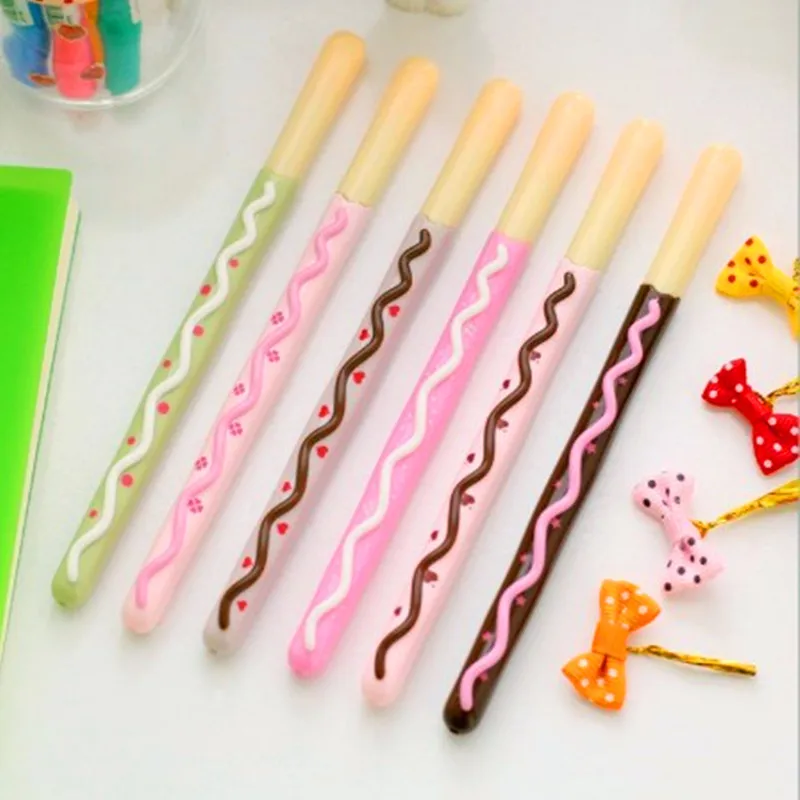 

5 pcs/lot kawaii Cute Chocolate Cake Gel Pen 0.5MM black ink Writing Office And School Supplies Stationery For Kid Student Gifts