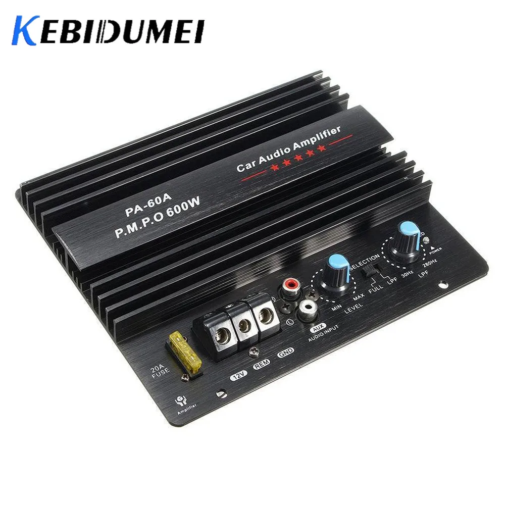 PA-60A 스피커 앰프 보드 무손실 서브우퍼 베이스 모듈, 고출력 자동차 오디오 액세서리, 모노 채널 내구성, 12V 600W
