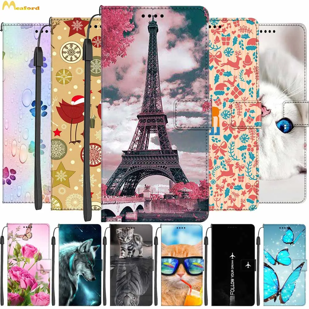 Leather Cases For ZTE Blade A72 L210 Luxury Wallet Flip Book Cover For ZTE Libero 5G II 2 Phone Bags Stand Fundas Cute Painted