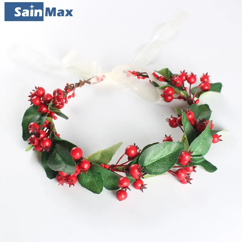 Sainmax Forest Berry Flower Headband Women Hair Band Crown Party Wedding Beach Bridal Accessories