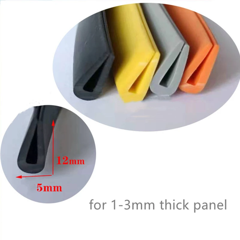 U-Shape Sealing Strip,Edge Enclosure for 3mm Thick Glass, Metal Panels,Collision Avoidance, White Grey Blue  Orange Yellow Black