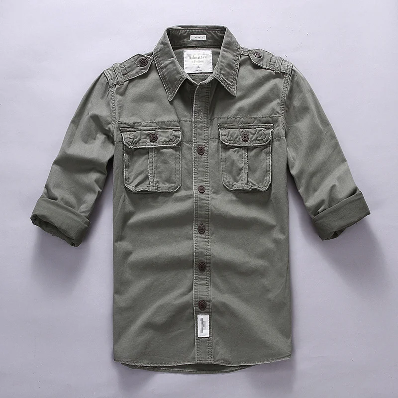 Camisas informales de camuflaje para hombre, camisas militares de algodón y lino, manga larga con bolsillos, Tops para Exteriores del Ejército Safari