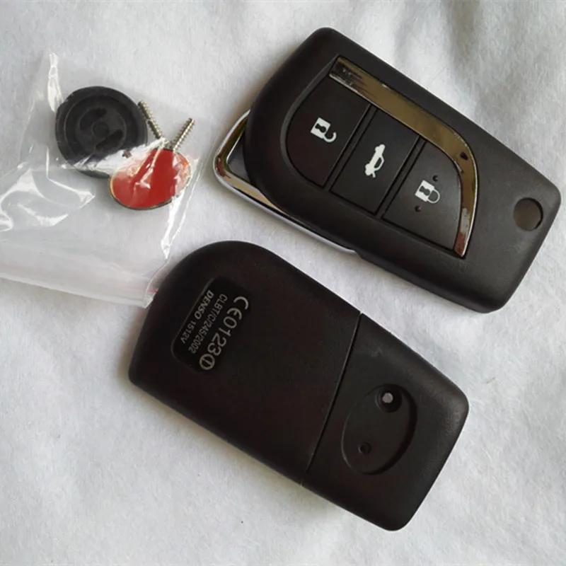 

2 шт., 3 кнопки, модифицированный складной чехол для ключа для Toyota Camry Corolla Prado, пустой брелок, замена