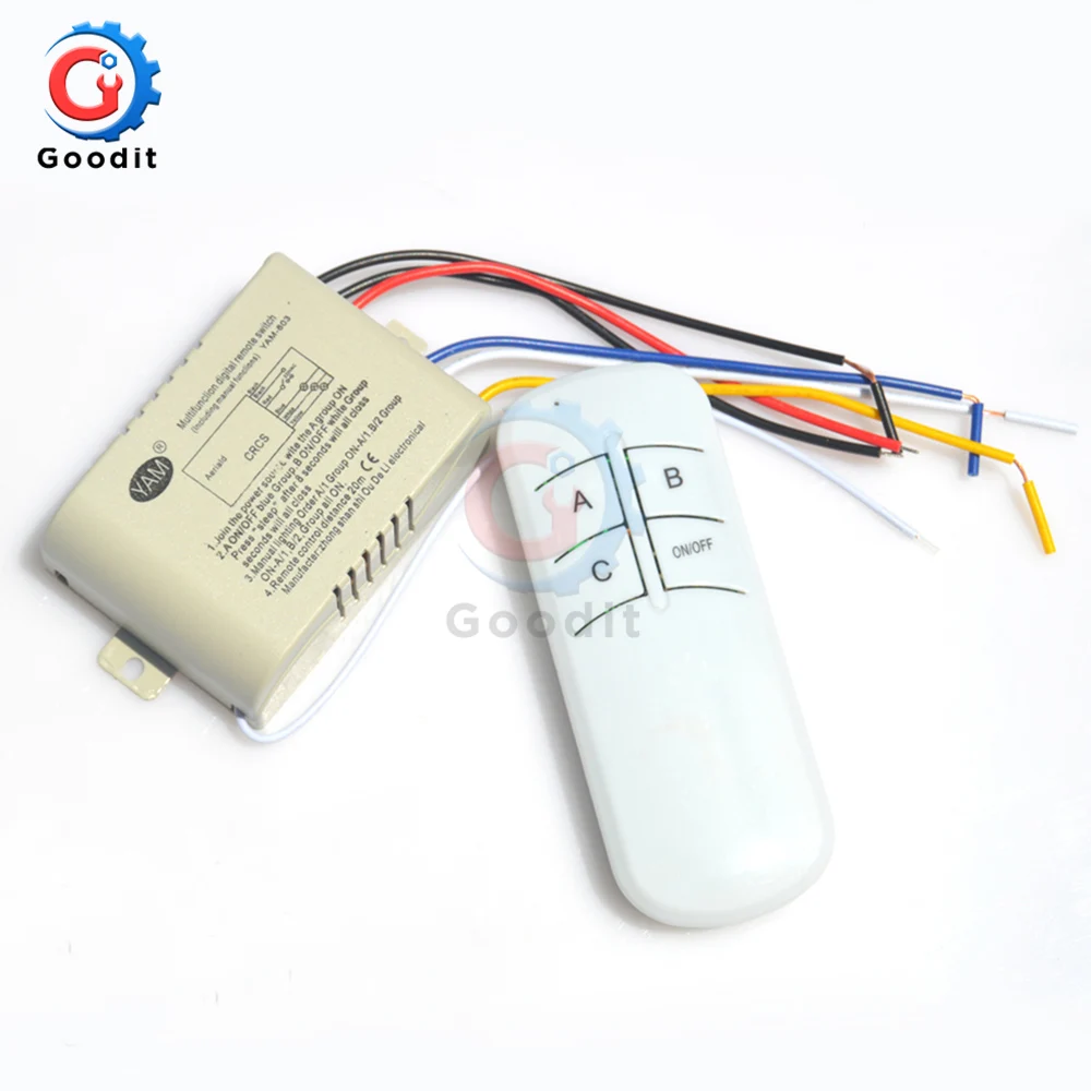 Control Switch for Chandelier Across Wall 220V Remote Control Switch Chandelier Lamp LED Light Switch Sleep Mode 1 2 3 4 CH