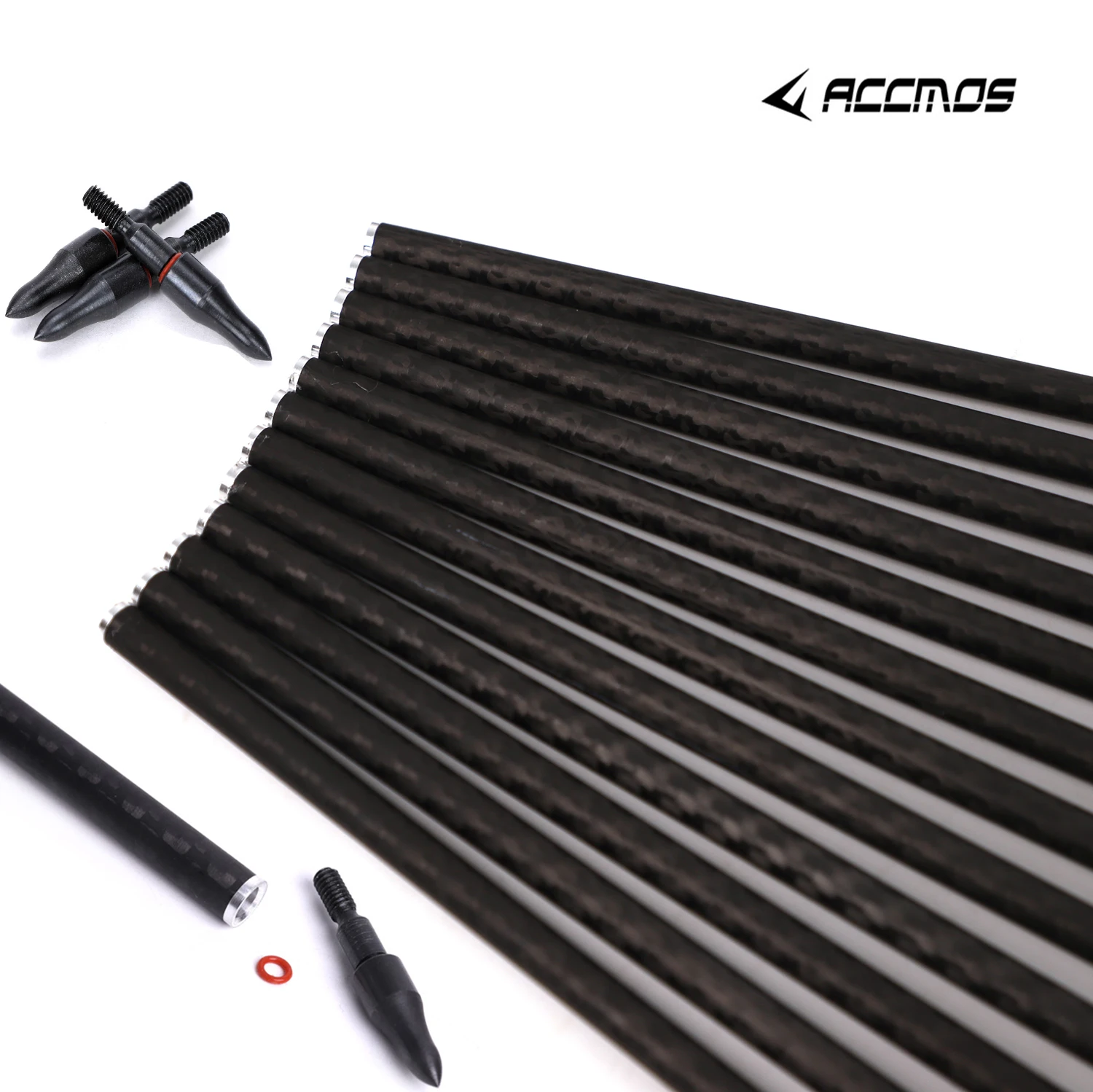 6/12pcs 3K Weave Pure Carbon Arrows Spine 200 250 300 350 500 600 with Hot Shrink Stickers for Compound Bow Hunting Shooting