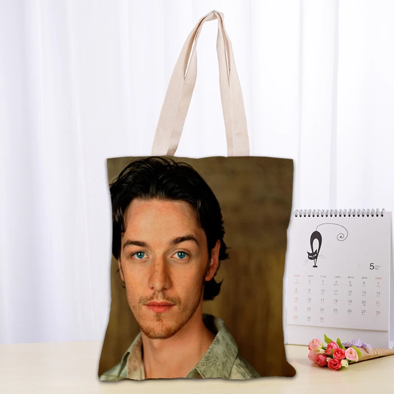 

Custom James McAvoy Tote Bag Women Canvas Fabric Bags Eco Reusable Shopping Bags Traveling Beach Casual Useful Shoulder Bag