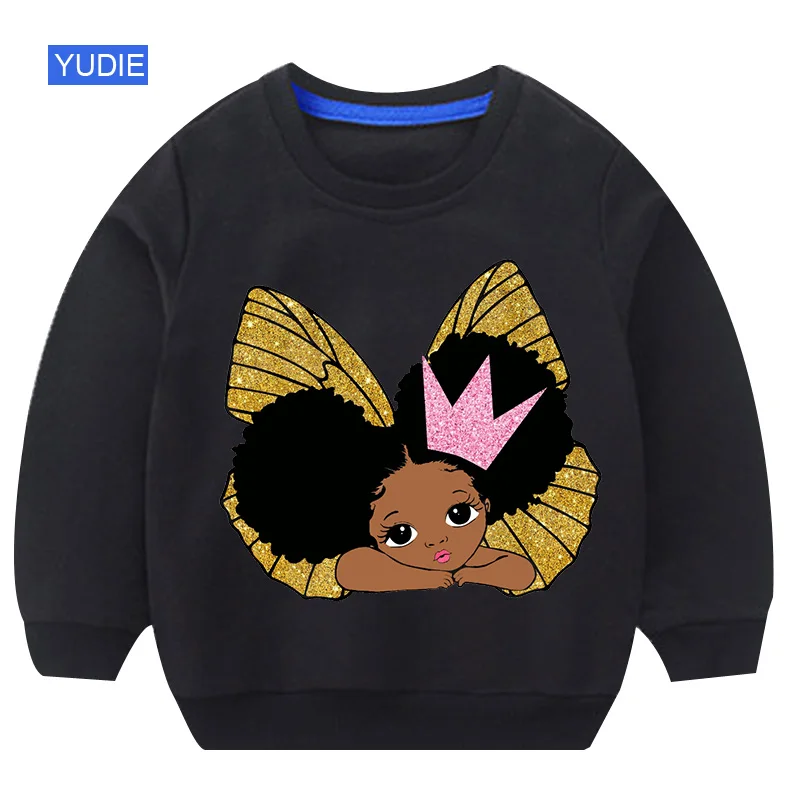 

Kids Boy Sweatshirts Black Princess Printing Long T Shirt Custom Children Sweatshirt Boys Clothing Girls Sport Sweater Hoodie