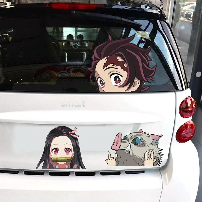 Hot Anime Demon Slayer Kimetsu No Yaiba Car Stickers Cartoon Lovely Cute Waterproof Motorcycle Stickers Decal Classic Toys