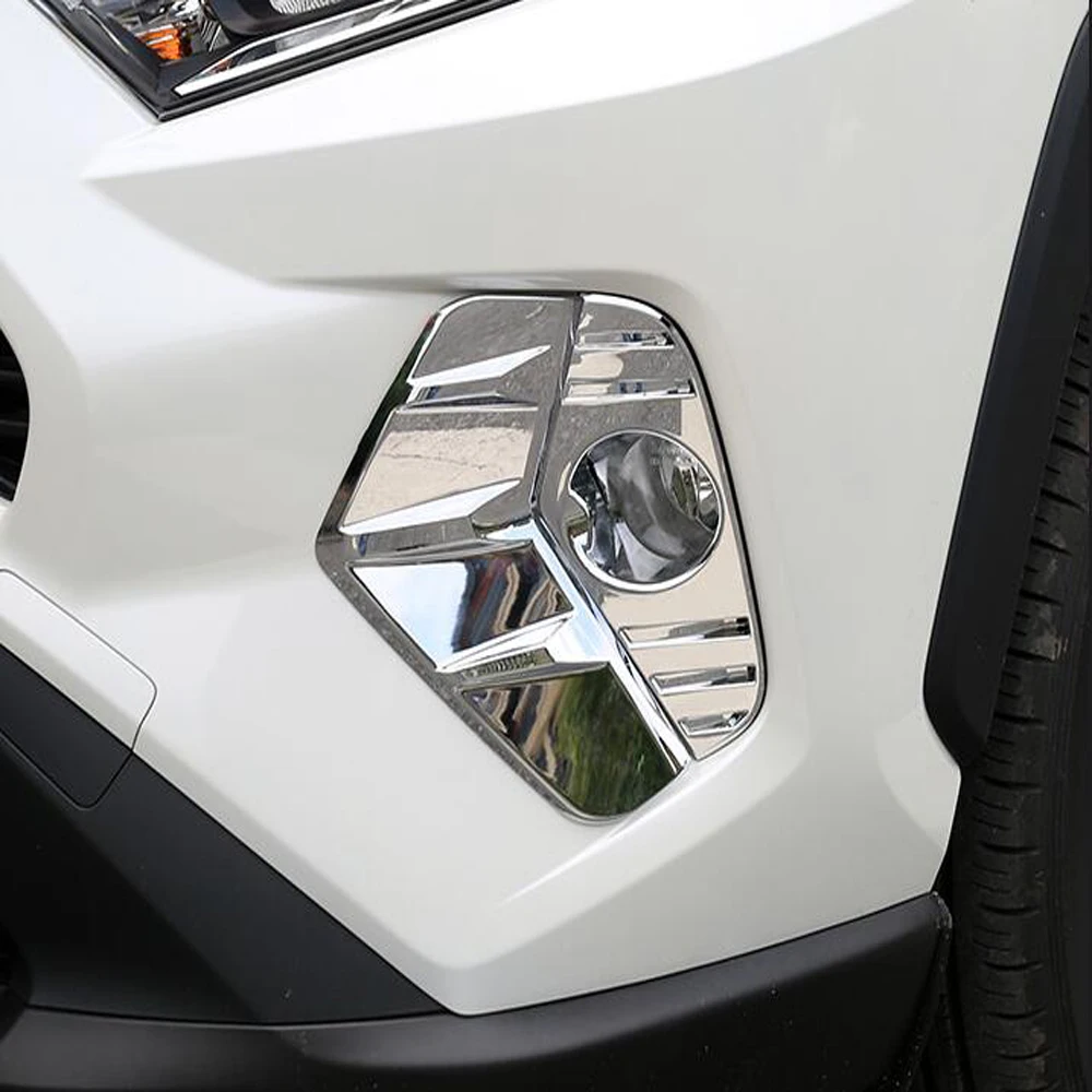 For Toyota RAV4 RAV 4 2019 2020 2021 ABS Chrome Front Foglight Fog Light Lamp Cover Trim Frame Sticker Exterior Accessories