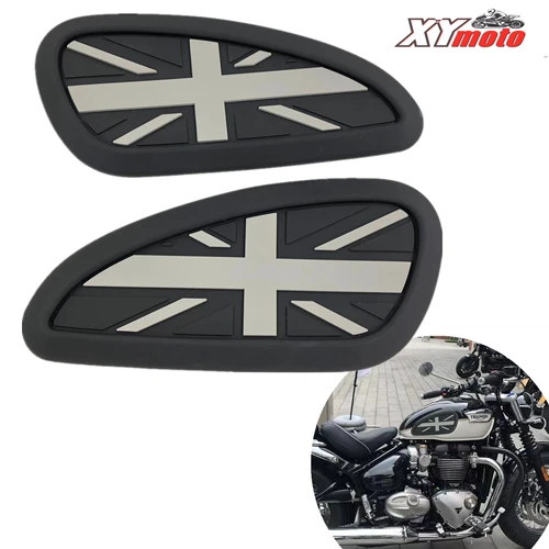 Imagen 1 del producto Universal Retro motocicleta Cafe Racer Gas tanque de combustible pegatina de goma Protector vaina rodilla tanque almohadilla agarre calcomanía el logotipo Union Jack