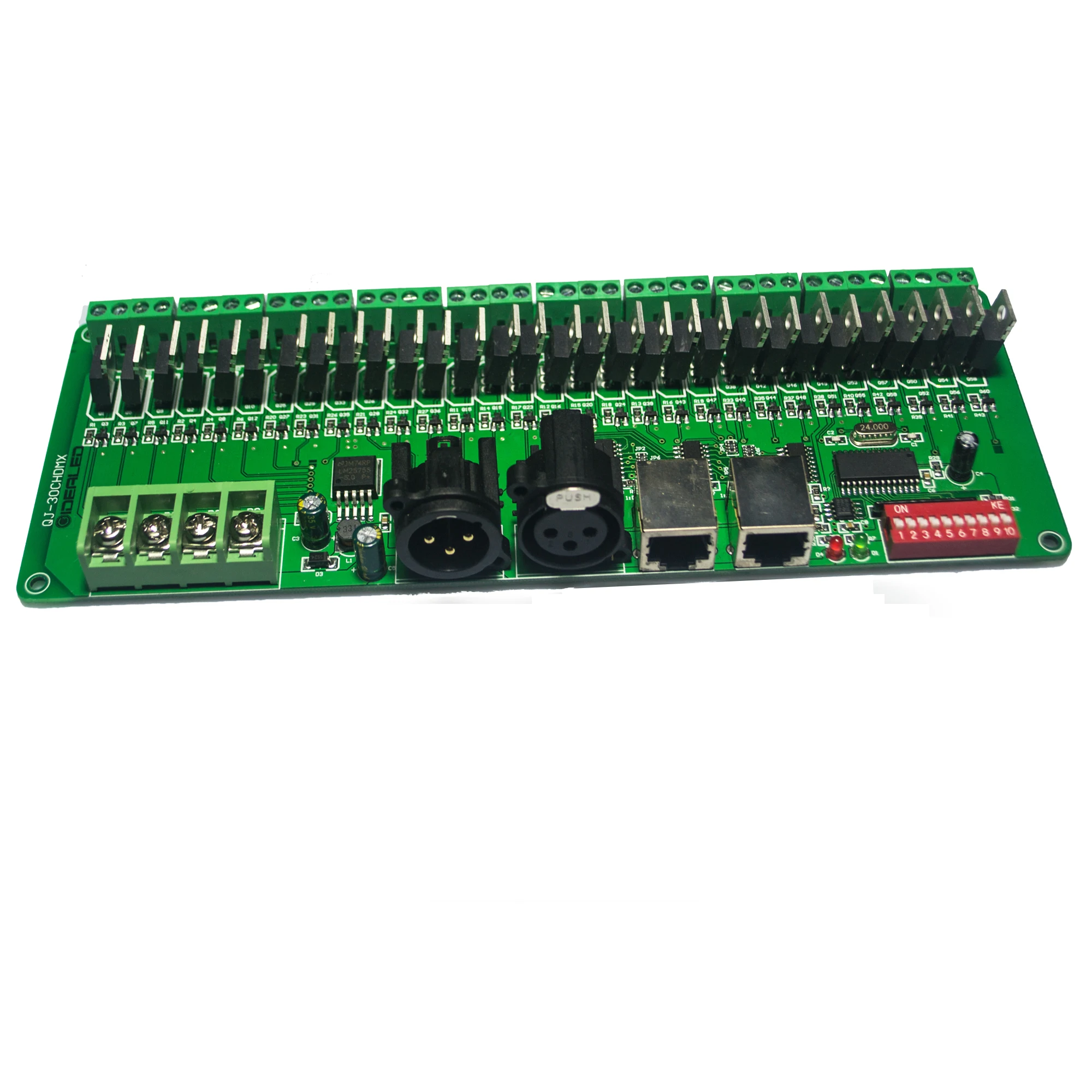 Decodificador DMX de 30 canales con enchufe RJ45 y XLR, decodificador de 27 canales DMX512 para controlador de tira RGB DC12V-24V, controlador de atenuación dmx de 60A