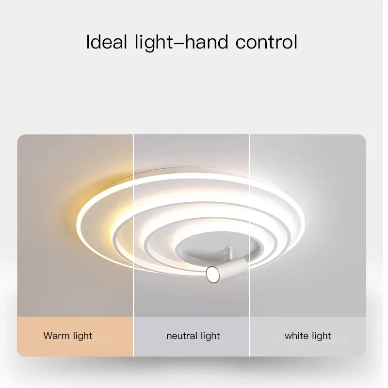 Luz de techo LED redonda, moderna y sencilla, sala de estar, dormitorio, comedor, cocina, candelabro con Control remoto con focos