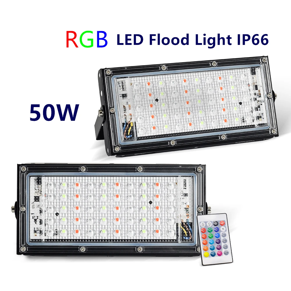 LED Flood light 50W Waterproof RGB LED spotlight projector 220V 230V 240V LED Streetlight FloodLight Refletor Landscape lighting