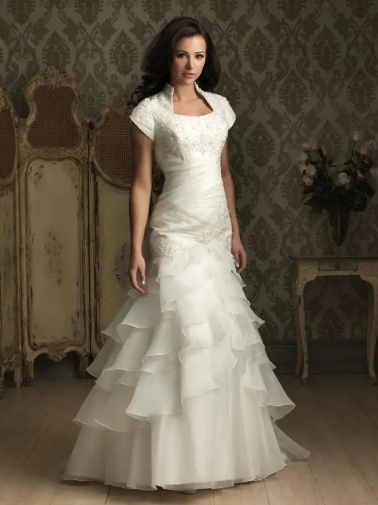 CasTrio-Robe de mariée à manches courtes, organza à plusieurs niveaux, personnalisée, nouveau style, livraison gratuite, offre spéciale, 2025