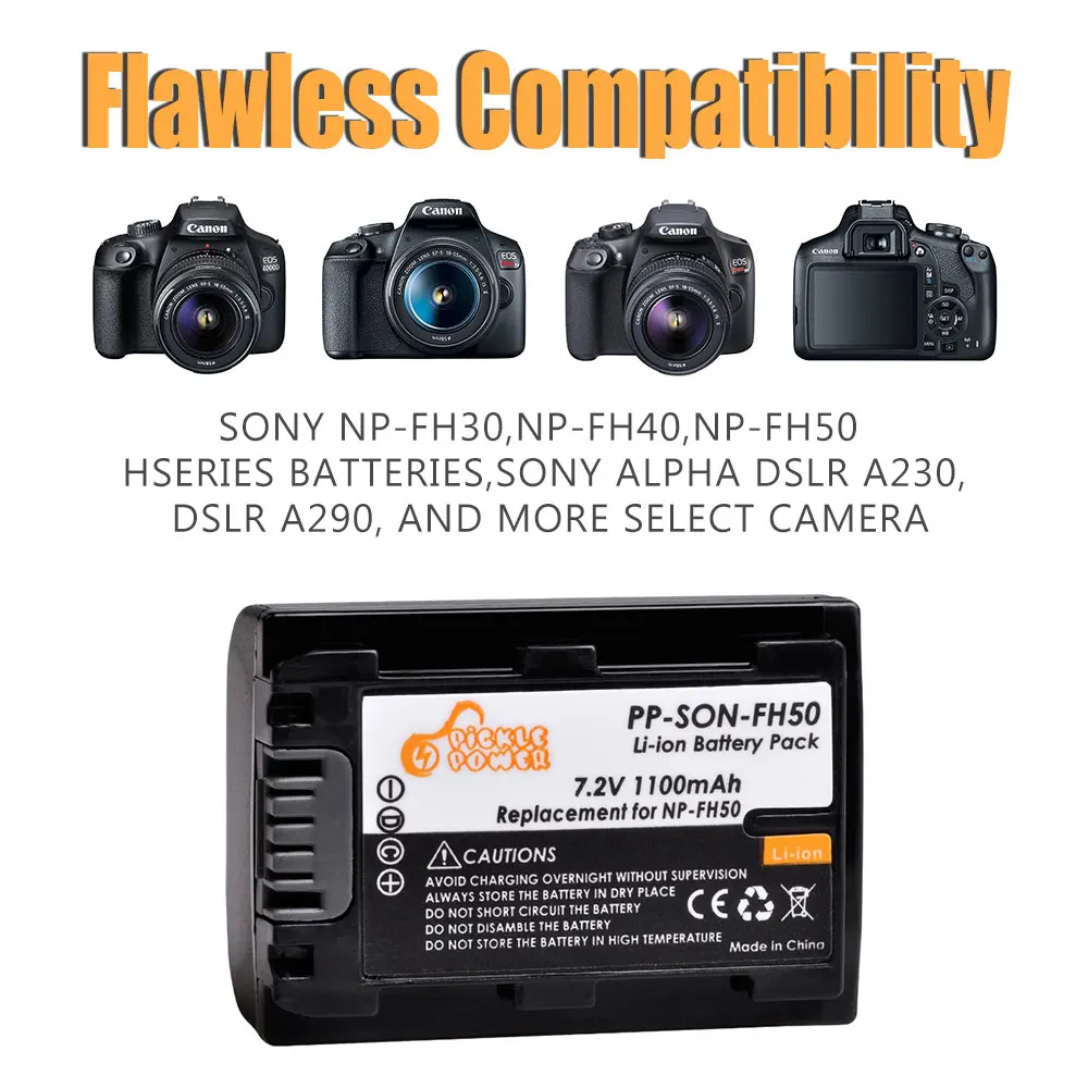 NP-FH50 Battery for Sony HX1 HX100 HX200 A230 A290 A330 A390 CX100E CX500E CX520E HC9E SR11E SR TG3 TG5 TG7 + Charger
