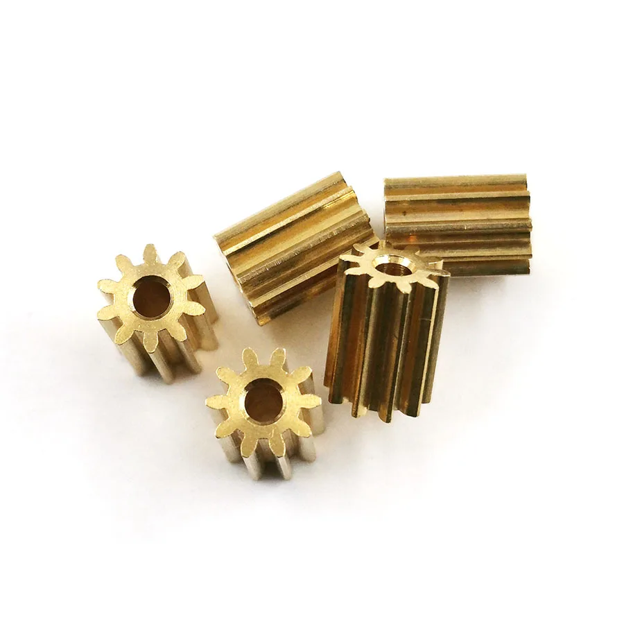 102A 0.5M Copper Pinion Teeth Width 8mm 10T Diameter 6mm Toy Drone Motor Gear for 2mm Shaft 5PCS/LOT