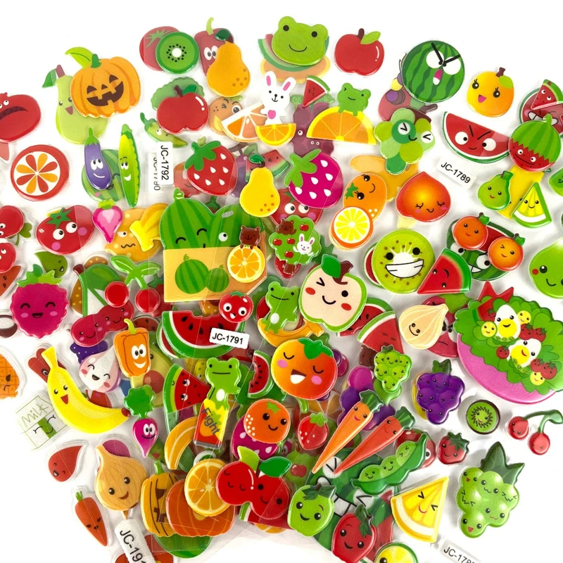 6pcs Cartoon Smile Face Vegetable and Fruit Style Stickers for Laptop Car Styling Phone Luggage Bike Motorcycle